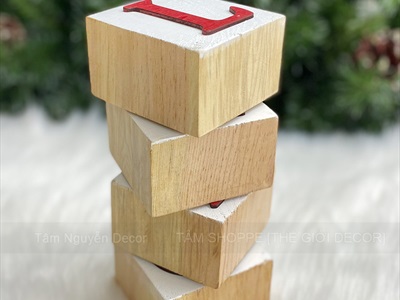 Bộ chữ NOEL xí ngầu vuông [Bằng gỗ - Dày] CHU-GO-17